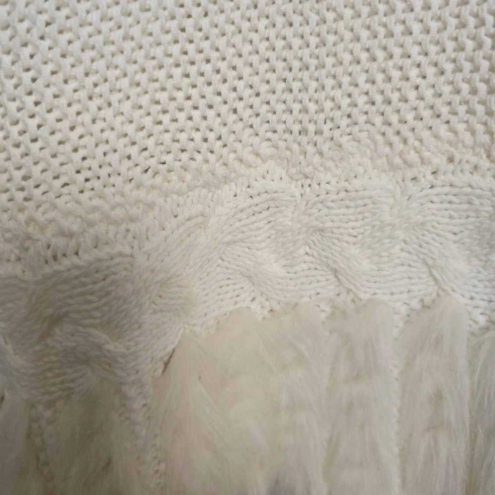 Lilly Pulitzer Cream Cable Knit Faux Fur Trim Open Front Sweater Vest XL - Picture 8 of 8